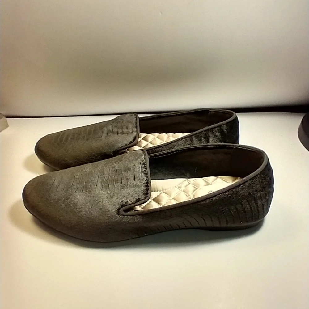 Birdies The Starling Charcoal Python Velvet Embossed Loafers Women's sz 8.